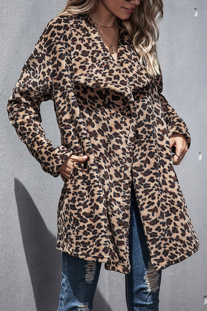 Creamtopmall Leopard Trench Faux Fur coat