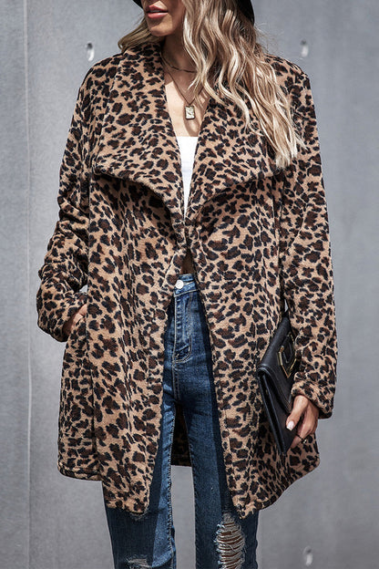 Creamtopmall Leopard Trench Faux Fur coat