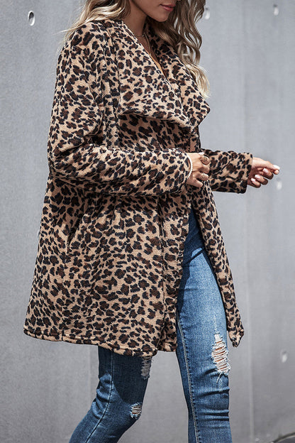 Creamtopmall Leopard Trench Faux Fur coat