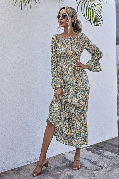 Creamtopmall Printed Polka Dot Long Sleeve Dress