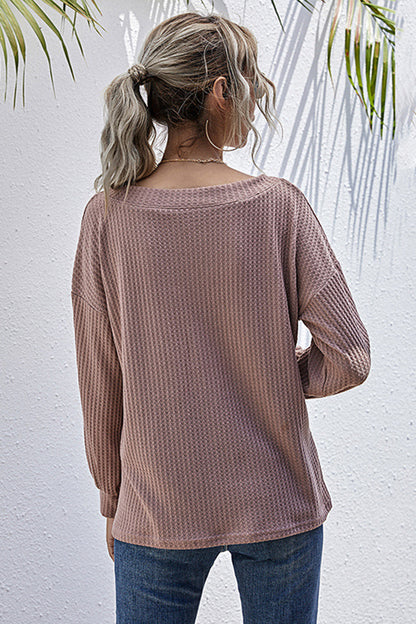 Creamtopmall V-neck Loose Long-sleeved Knitted Top