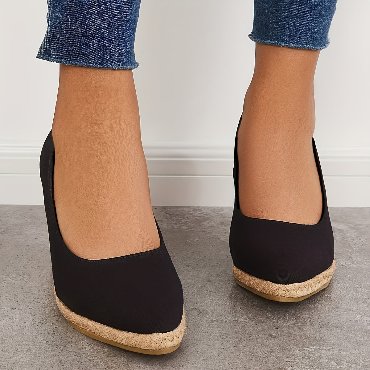 Creamtopmall Slip On Platform Espadrilles Wedge Heels Sandals