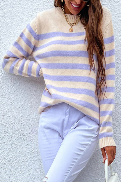 Creamtopmall Contrast Striped Pullover