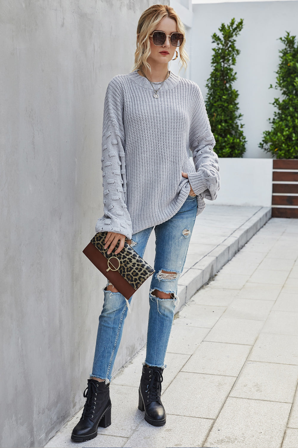 Creamtopmall Large Size Loose Long-Sleeved Knitted Pullover