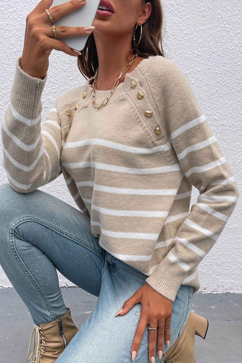 Creamtopmall Striped Knit Pullover