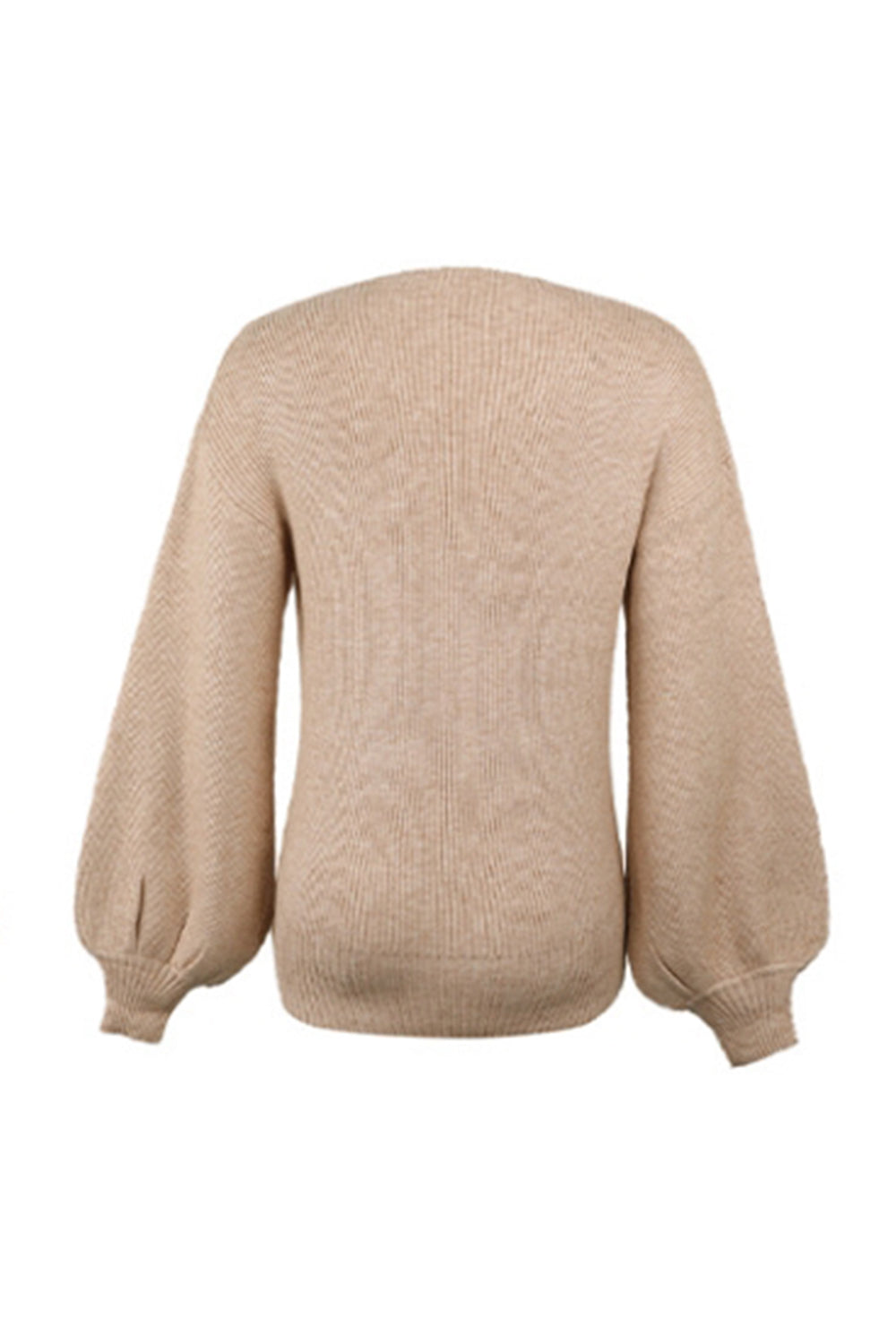 Creamtopmall Solid Color Cross Lantern Sleeve Knitted Sweater