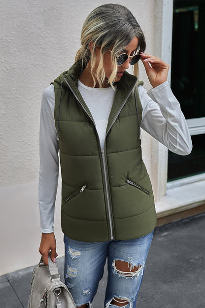 Creamtopmall Zip Pocket Hooded Vest