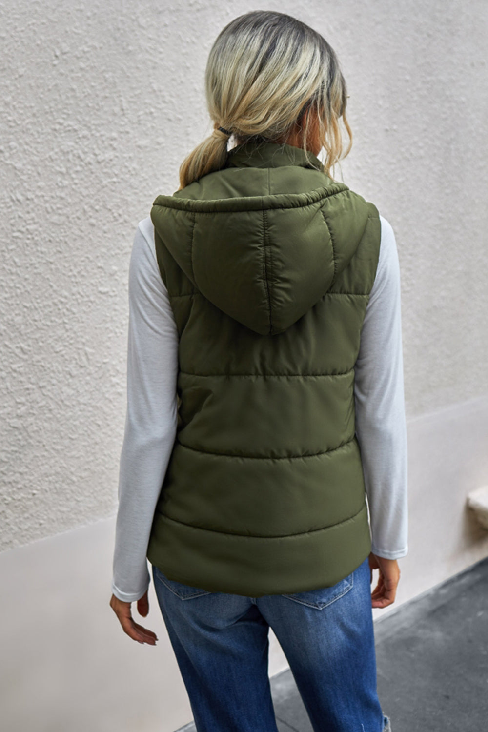 Creamtopmall Zip Pocket Hooded Vest