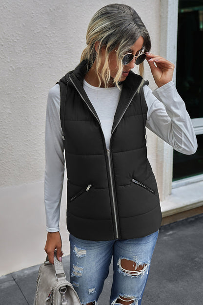 Creamtopmall Zip Pocket Hooded Vest