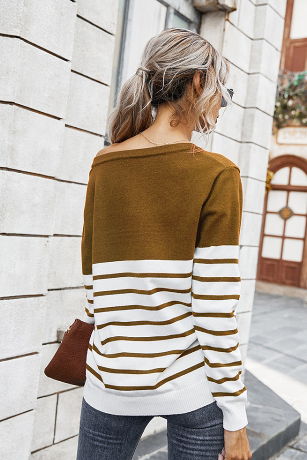 Creamtopmall V-neck Striped Pullover