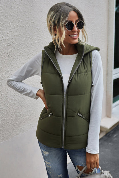 Creamtopmall Zip Pocket Hooded Vest