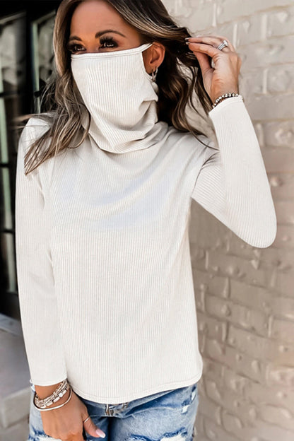 Creamtopmall Stacked Collar Mask Fleece Top