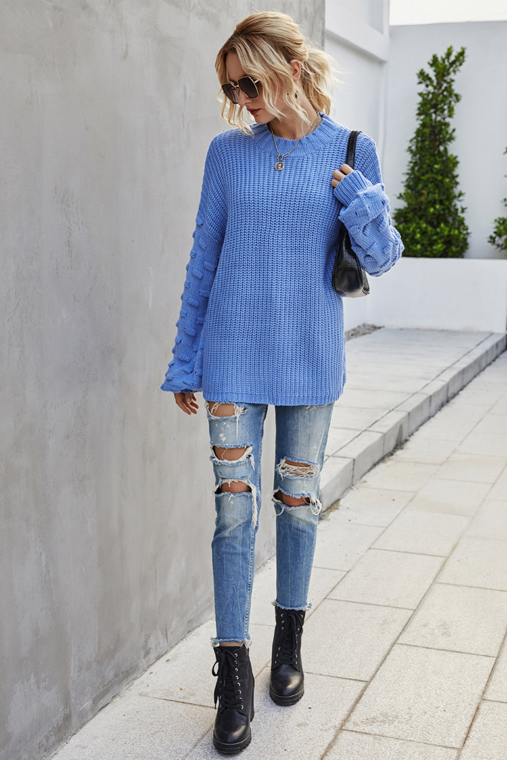 Creamtopmall Large Size Loose Long-Sleeved Knitted Pullover