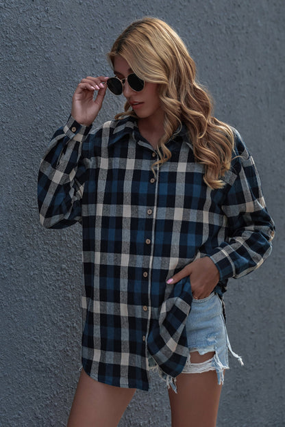 Creamtopmall Long Sleeve Plaid Cardigan Shirt