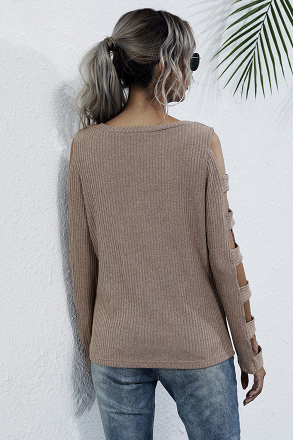 Creamtopmall Round Neck Hollow Long-sleeved Sweater