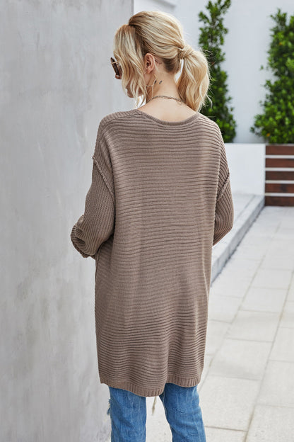 Creamtopmall Solid Color Deep V Knitted Loose Sweater