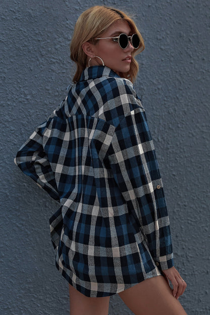 Creamtopmall Long Sleeve Plaid Cardigan Shirt