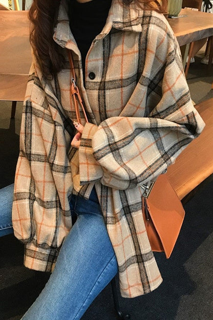 Creamtopmall Chic Flannel Frosted Plaid Shirt