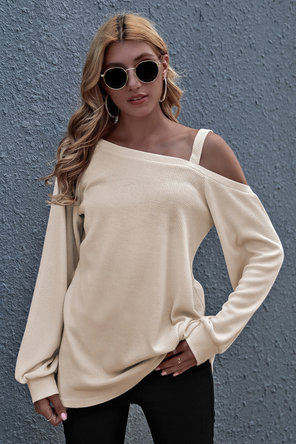 Creamtopmall Off Shoulder Loose Long Sleeve Top