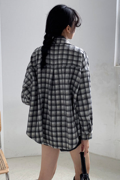 Creamtopmall Vintage Flannel Plaid Thickened Shirt