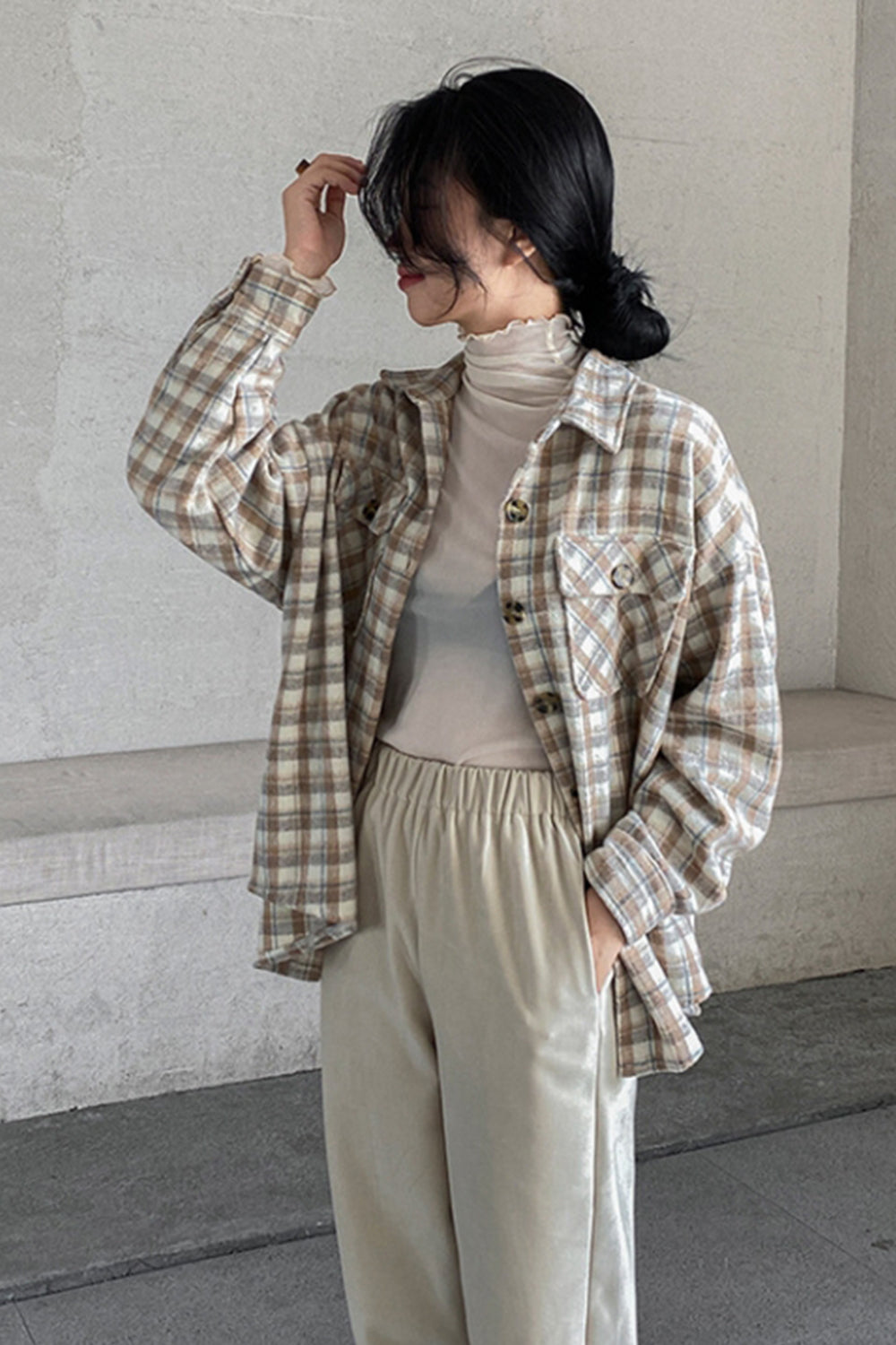 Creamtopmall Vintage Flannel Plaid Thickened Shirt