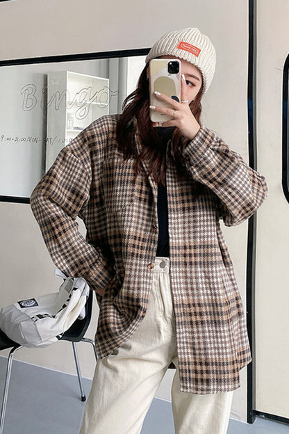 Creamtopmall Plaid Frayed Flannel Shirt