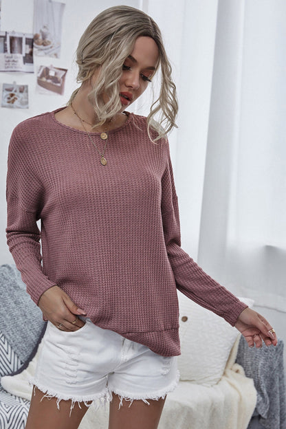 Creamtopmall Round Neck Open Back Sweater