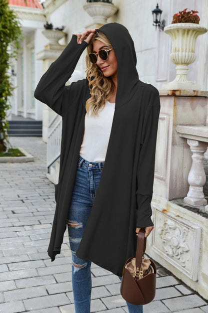 Creamtopmall Solid Color Long Sleeve Hooded Coat