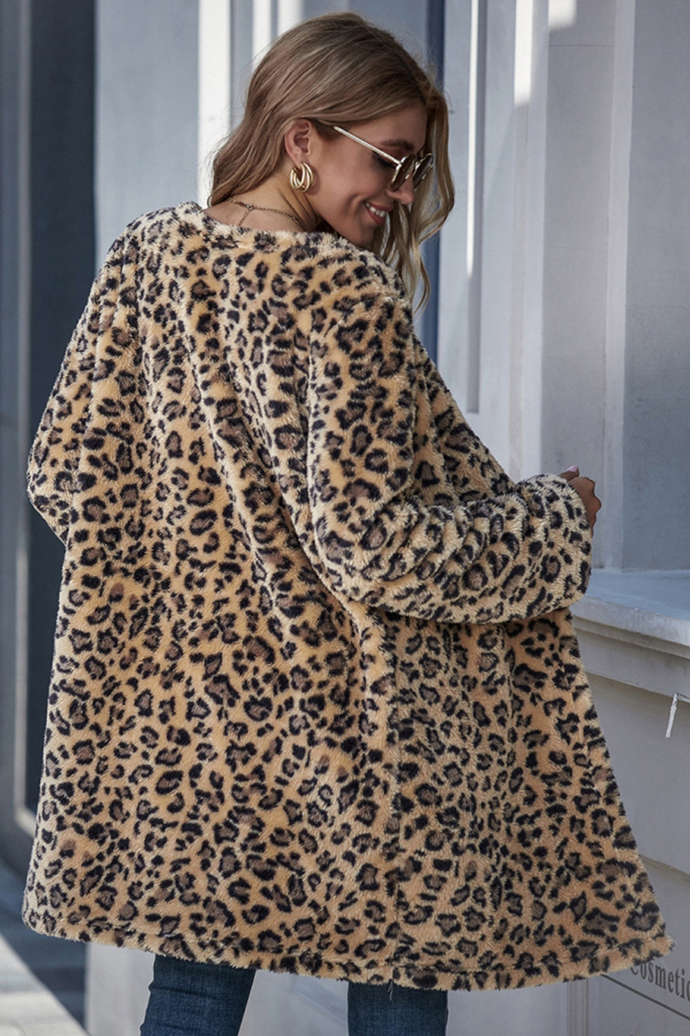 Creamtopmall Leopard Print Mid-Length Coat