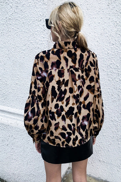 Creamtopmall Leopard Print Button Lapel Loose Shirt