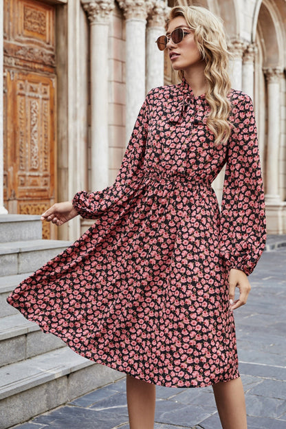 Creamtopmall Bow Tie Waist Floral Dress