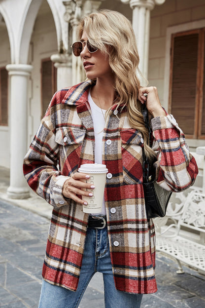 Creamtopmall Lapel British Loose Plaid Jacket