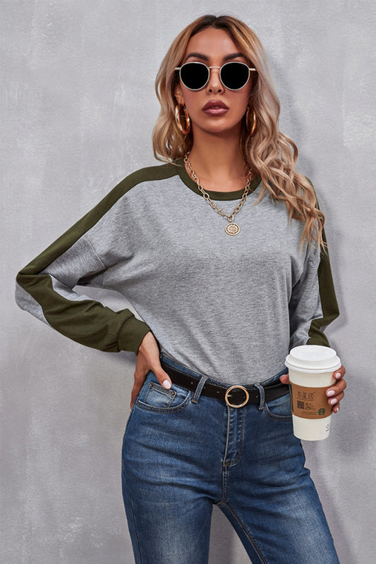 Creamtopmall Round Neck Long Sleeve T-shirt