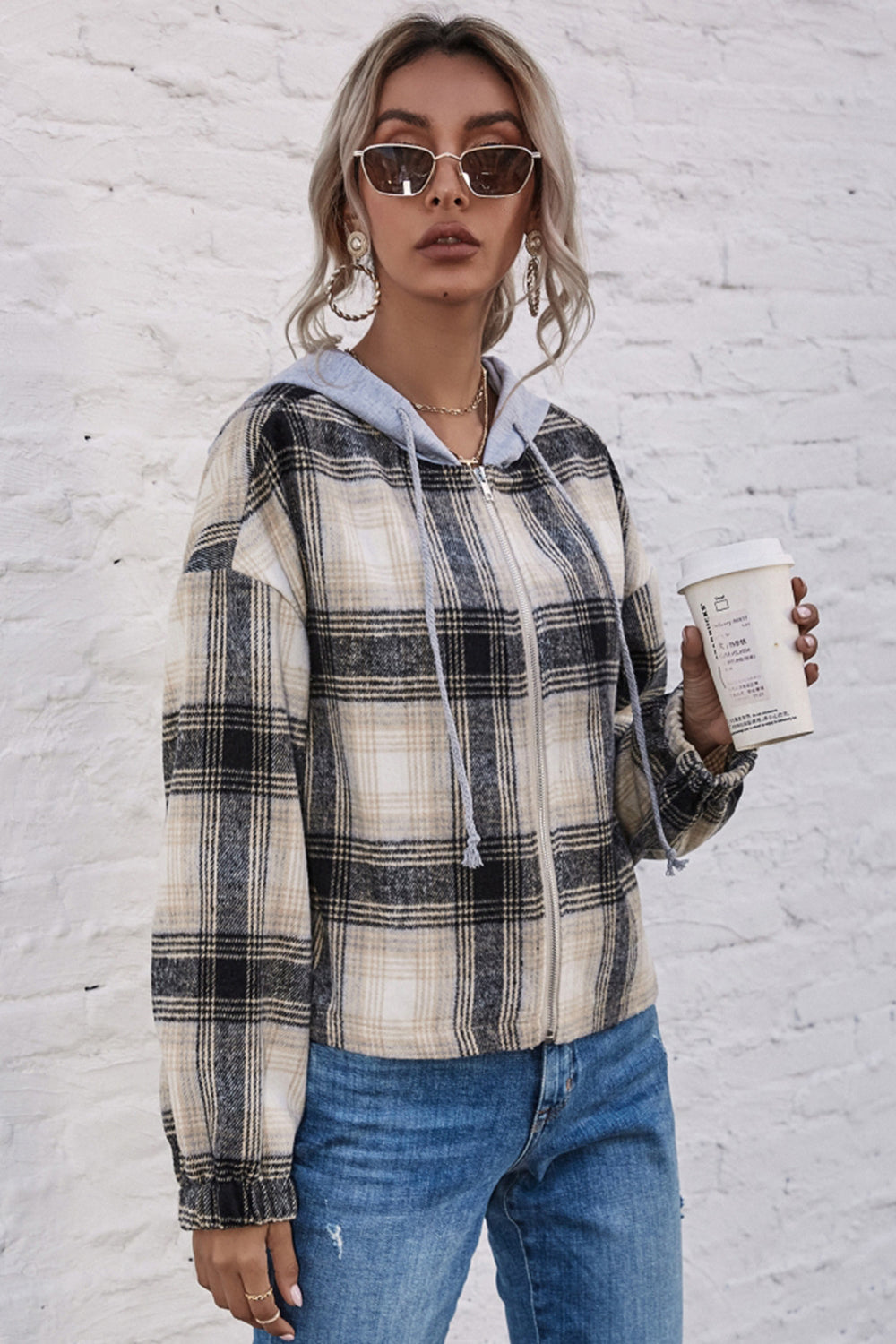 Creamtopmall Plaid Hooded Jacket