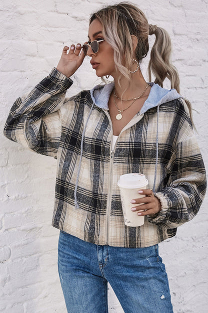 Creamtopmall Plaid Hooded Jacket