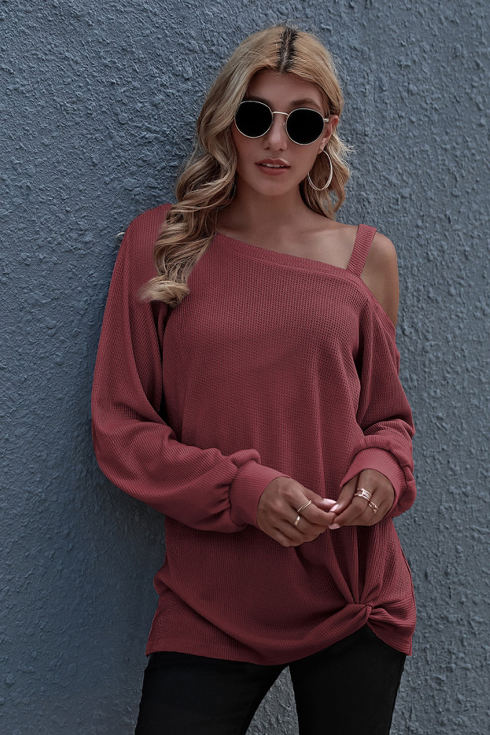 Creamtopmall Off Shoulder Loose Long Sleeve Top