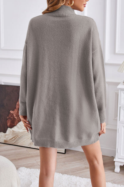 Creamtopmall Half turtleneck mid-length slit sweater