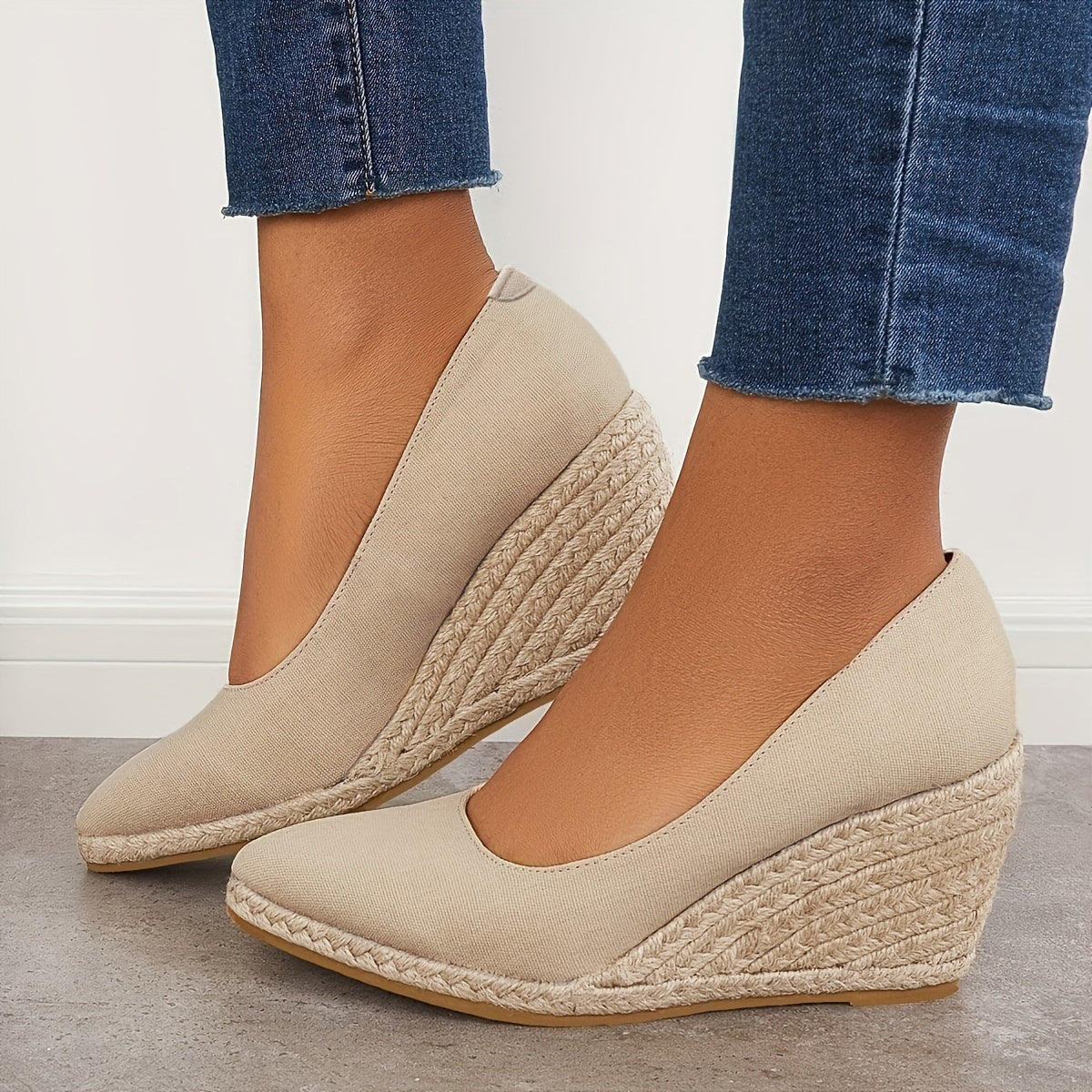 Creamtopmall Slip On Platform Espadrilles Wedge Heels Sandals