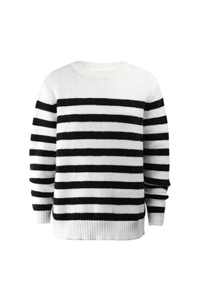 Creamtopmall Contrast Striped Pullover