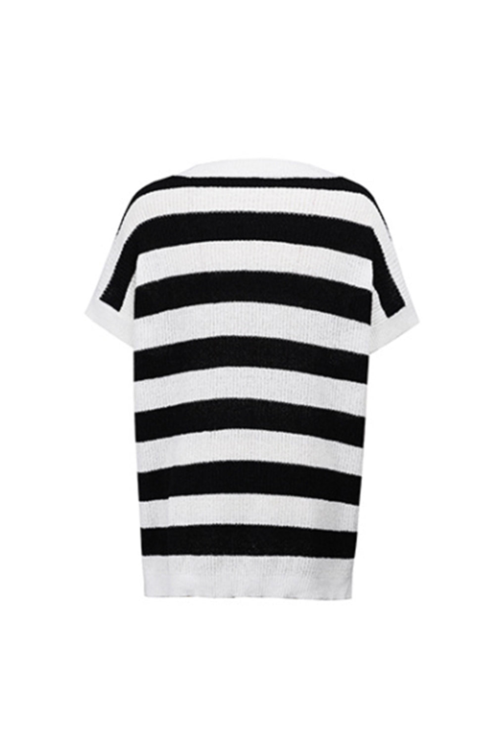 Creamtopmall V-Neck Striped Short-Sleeved Sweater