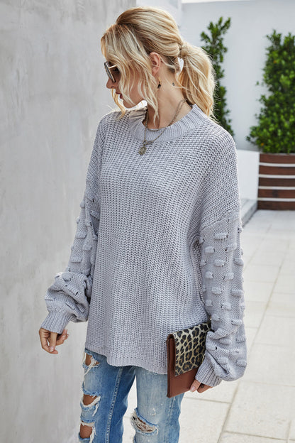 Creamtopmall Large Size Loose Long-Sleeved Knitted Pullover