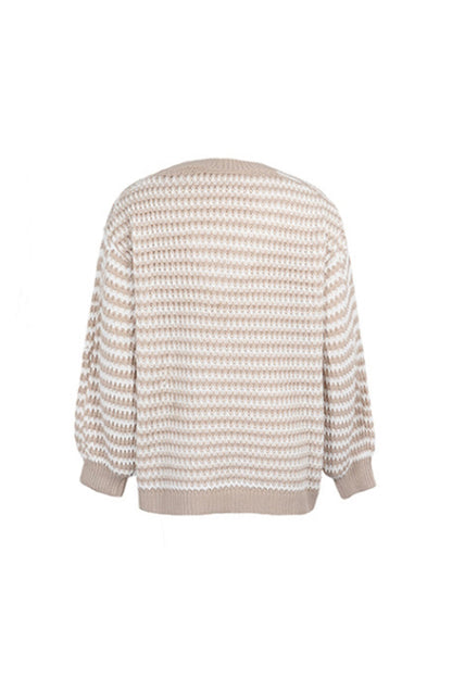 Creamtopmall V-Neck Striped Sweater