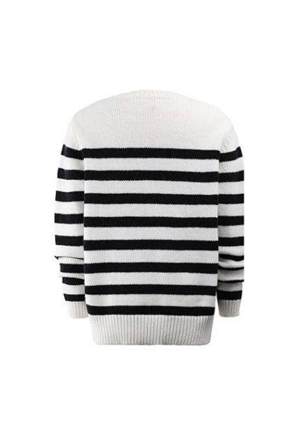 Creamtopmall Contrast Striped Pullover