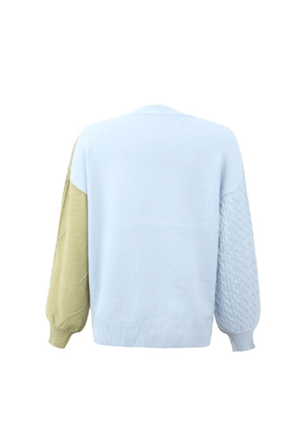 Creamtopmall Contrast Patchwork Twist Lantern Sleeve Sweater