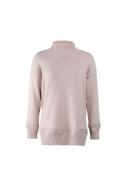 Creamtopmall Stand Collar Slit Knit Sweater