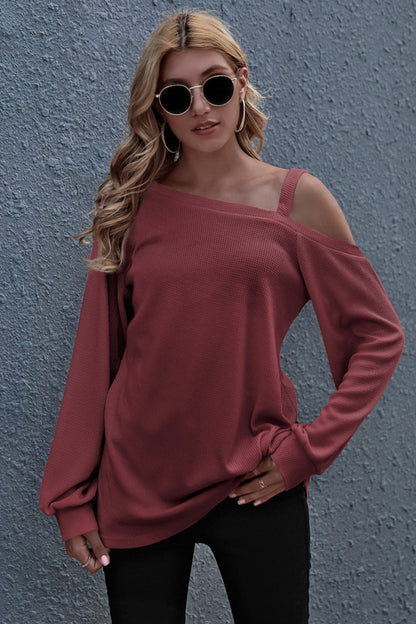 Creamtopmall Off Shoulder Loose Long Sleeve Top