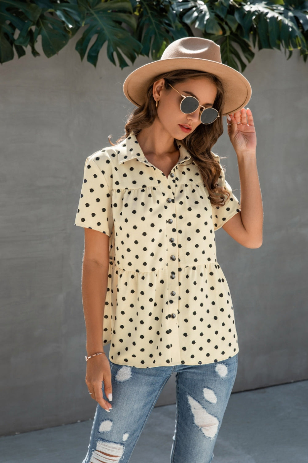 Creamtopmall Elegant Princess Dot Shirt