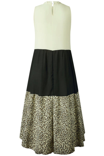 Creamtopmall Irregular Leopard Spliting Dress