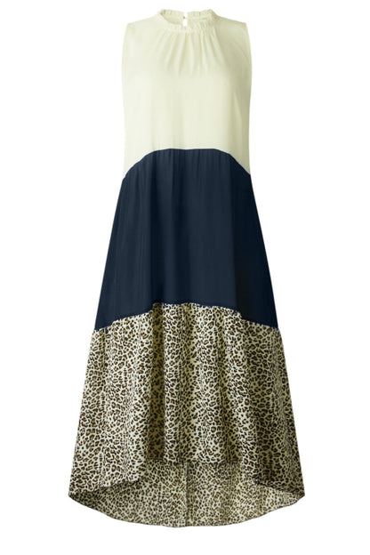 Creamtopmall Irregular Leopard Spliting Dress