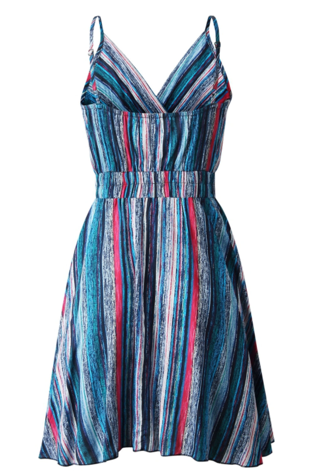 Creamtopmall Coloful Stripe V Neck Slip Dress